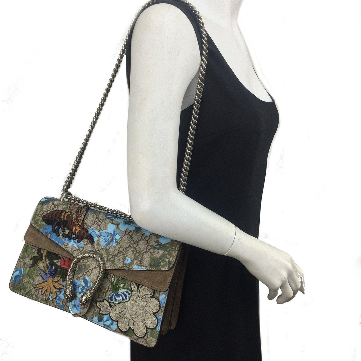 Gucci Painted Flowers and Patches GG Supreme Small Dionysus Shoulder Bag