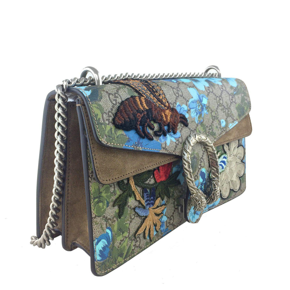 Gucci Painted Flowers and Patches GG Supreme Small Dionysus Shoulder Bag