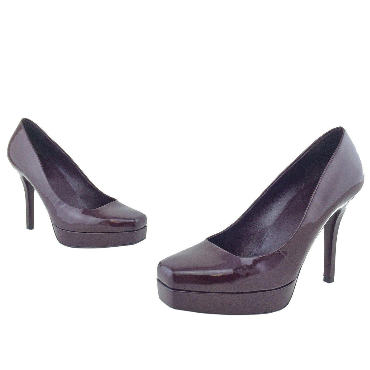 Gucci Patent Leather Tile Square Toe Platform Pumps Size 7.5