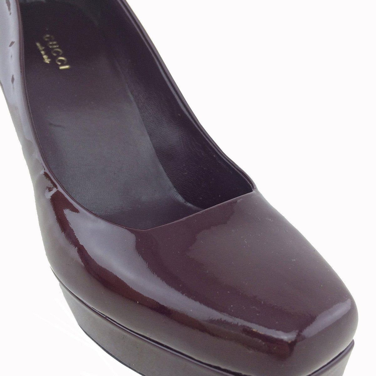 Gucci Patent Leather Tile Square Toe Platform Pumps Size 7.5