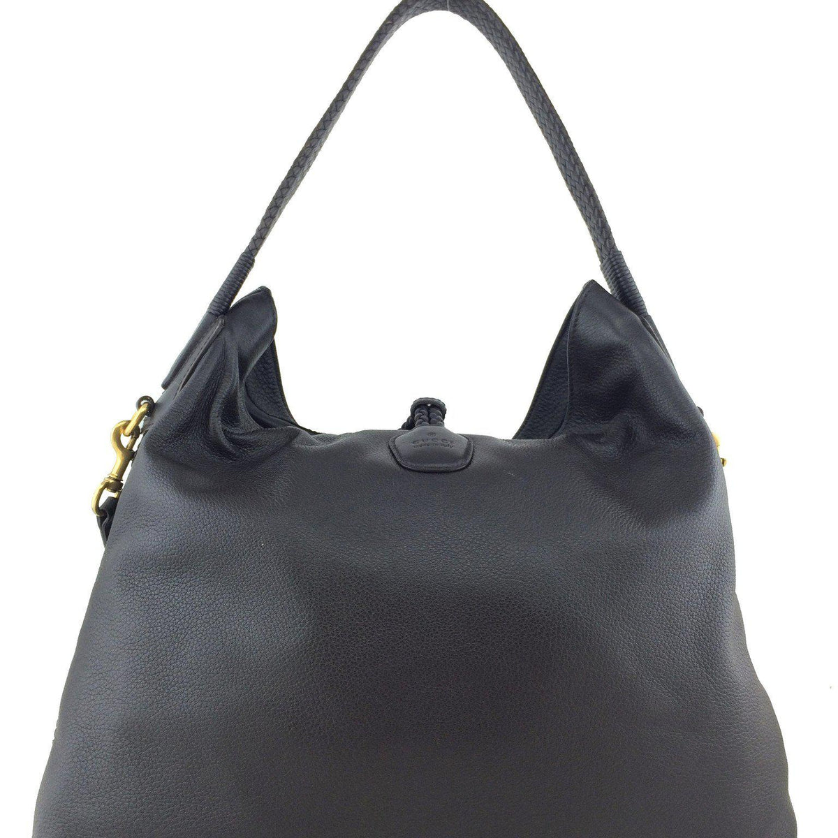Gucci Pebbled Deerskin Leather Hip Bamboo Shoulder Bag