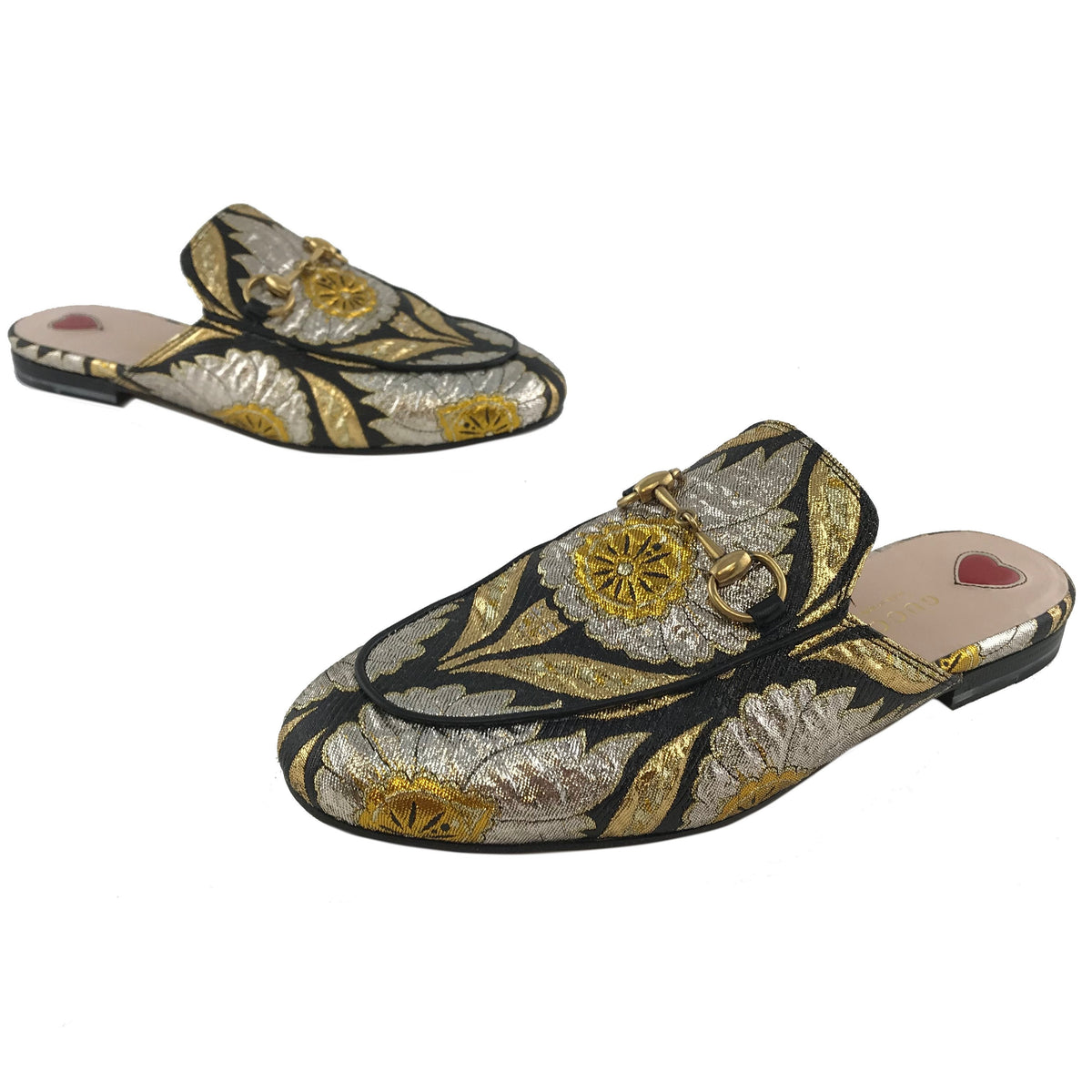 Gucci Princetown Floral Jacquard Horsebit Mules Size 6.5