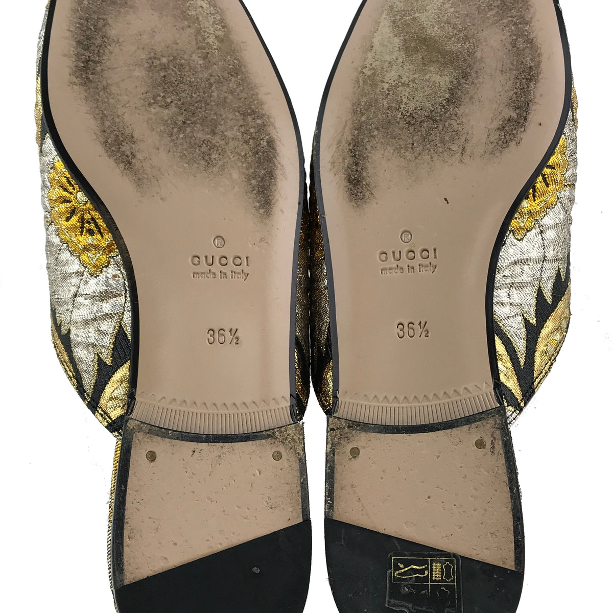 Gucci Princetown Floral Jacquard Horsebit Mules Size 6.5