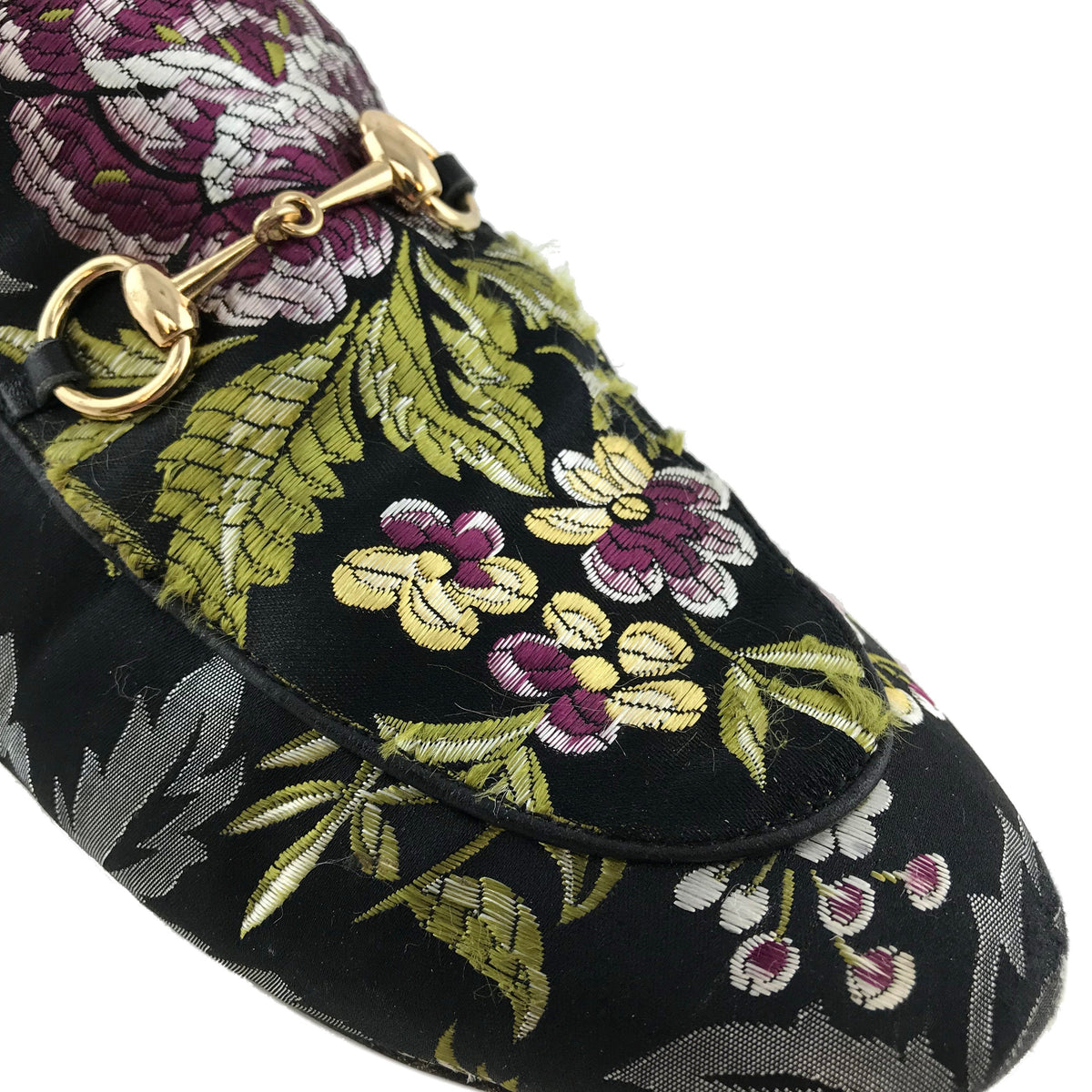 Gucci Princetown Floral Jacquard Horsebit Mules Size 9