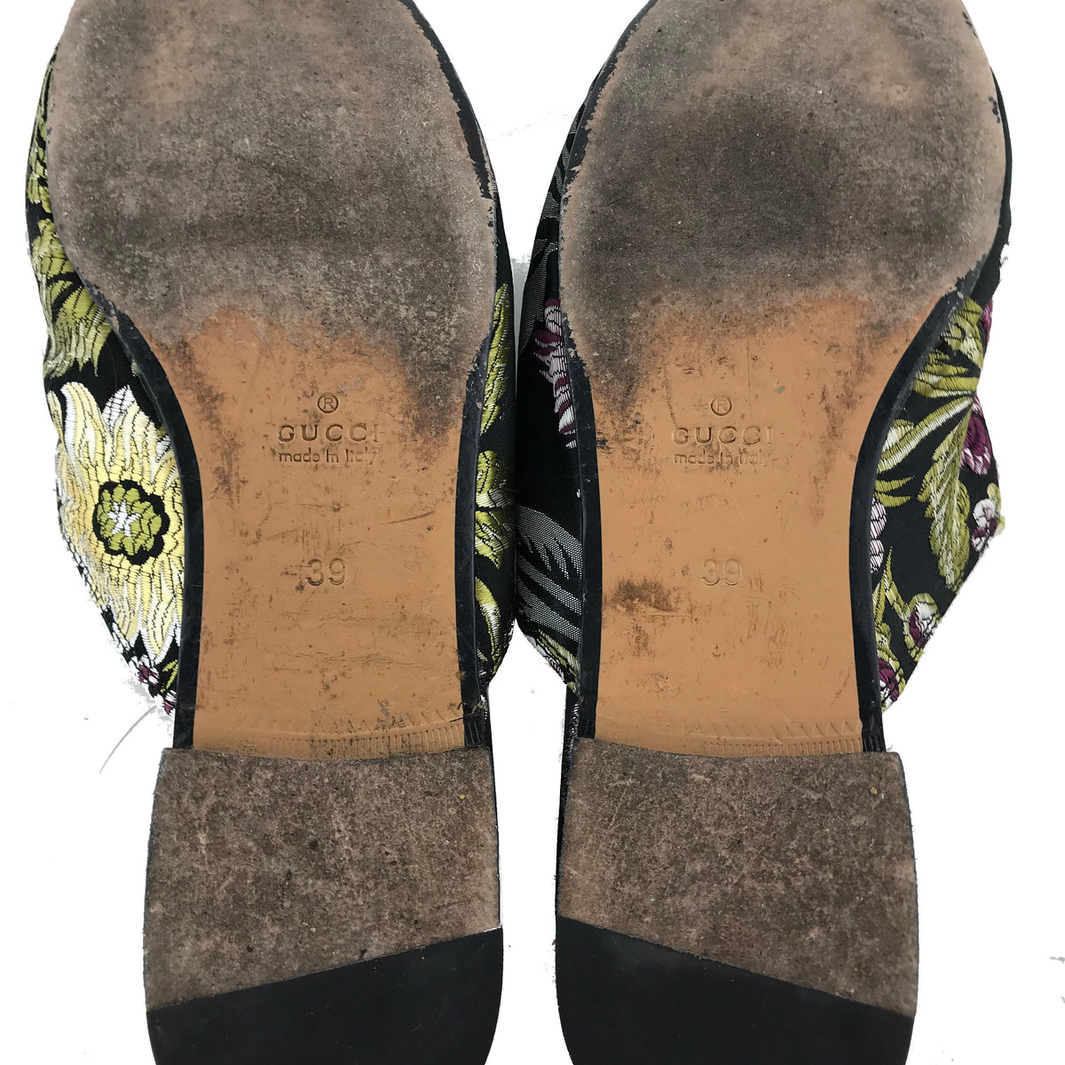 Gucci Princetown Floral Jacquard Horsebit Mules Size 9