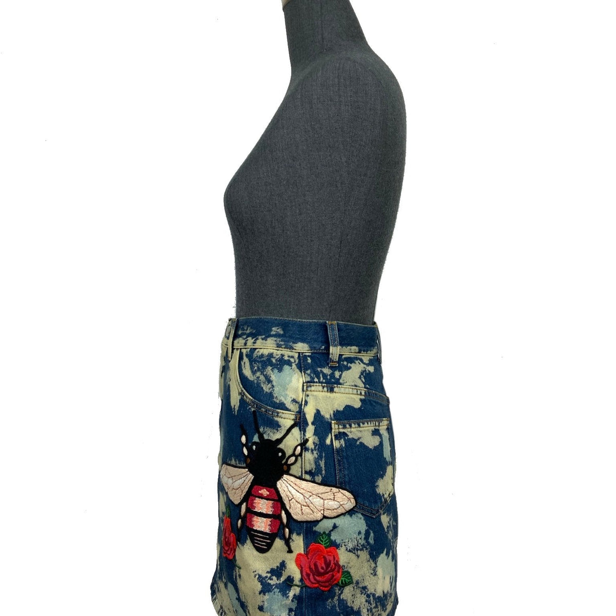 Gucci Printed Bee Denim Jean Skirt Size XS