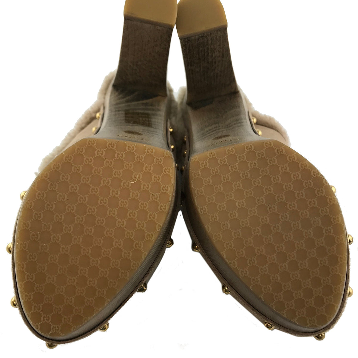 Gucci Suede Shearling Montana Platform Clogs Size 8.5