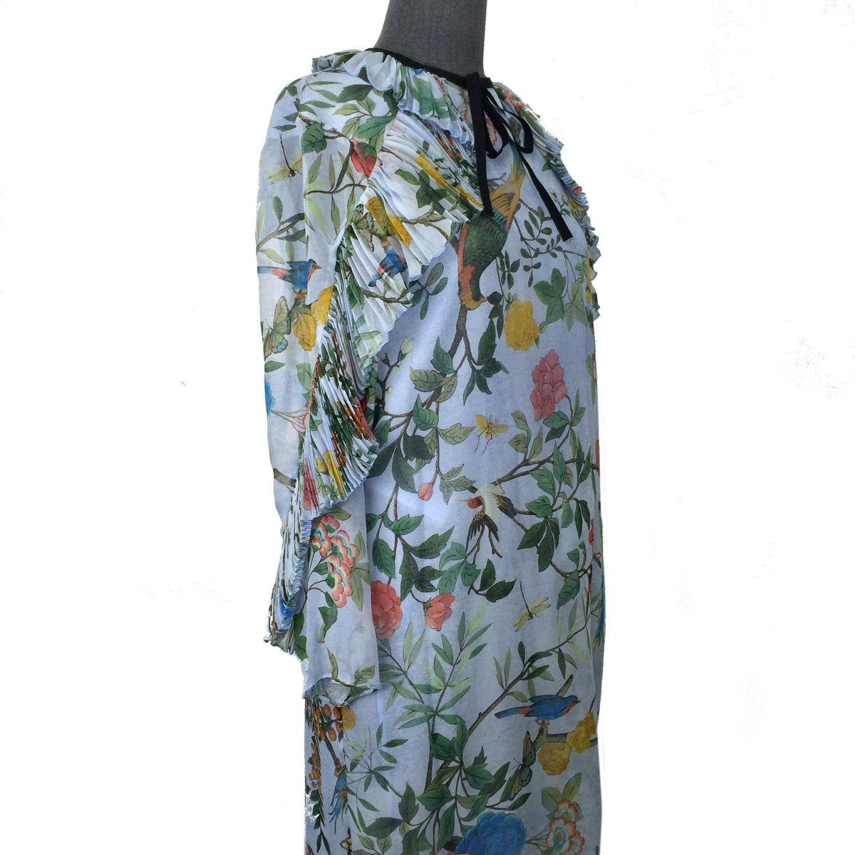 Gucci Tian Print Silk Plissé Dress Size M