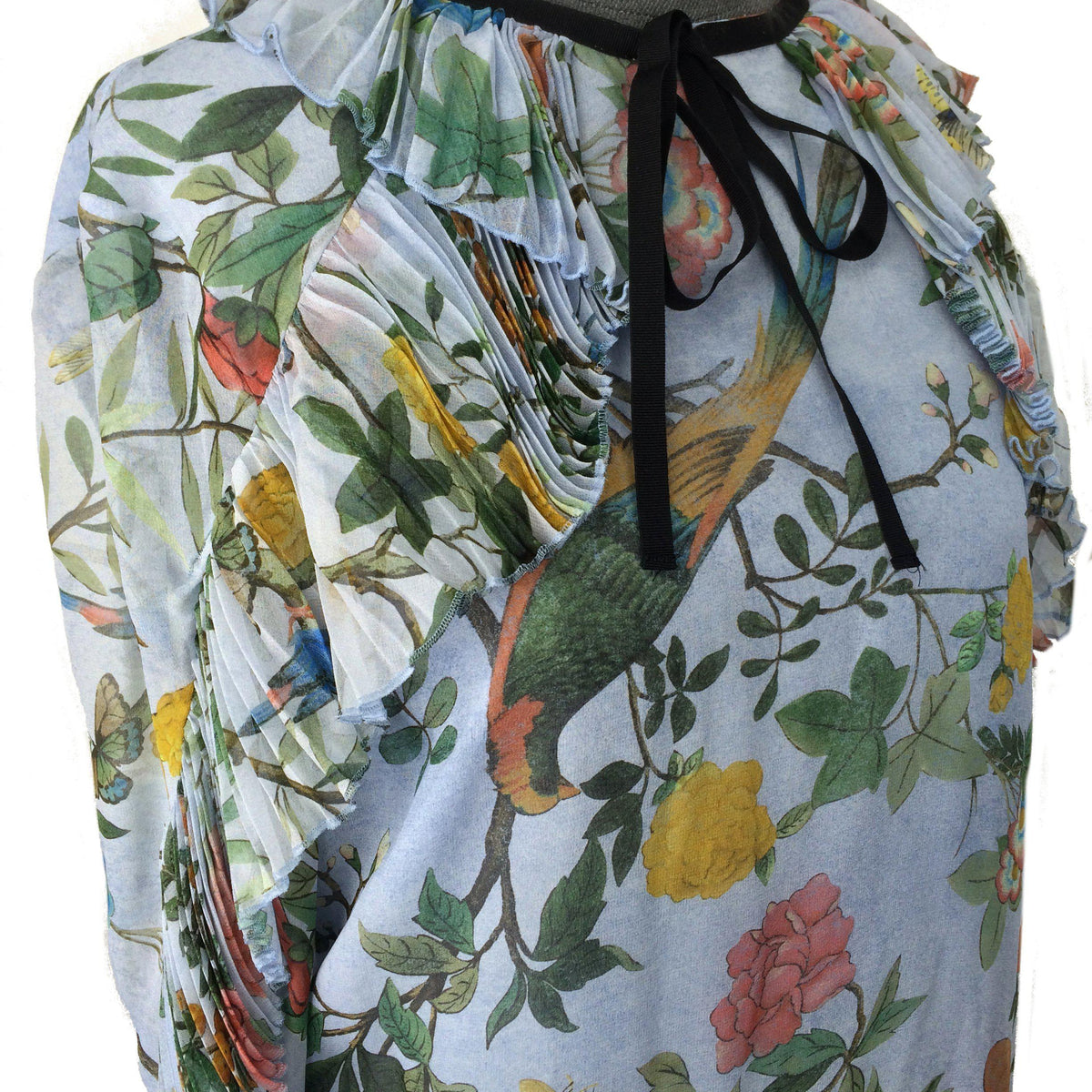 Gucci Tian Print Silk Plissé Dress Size M