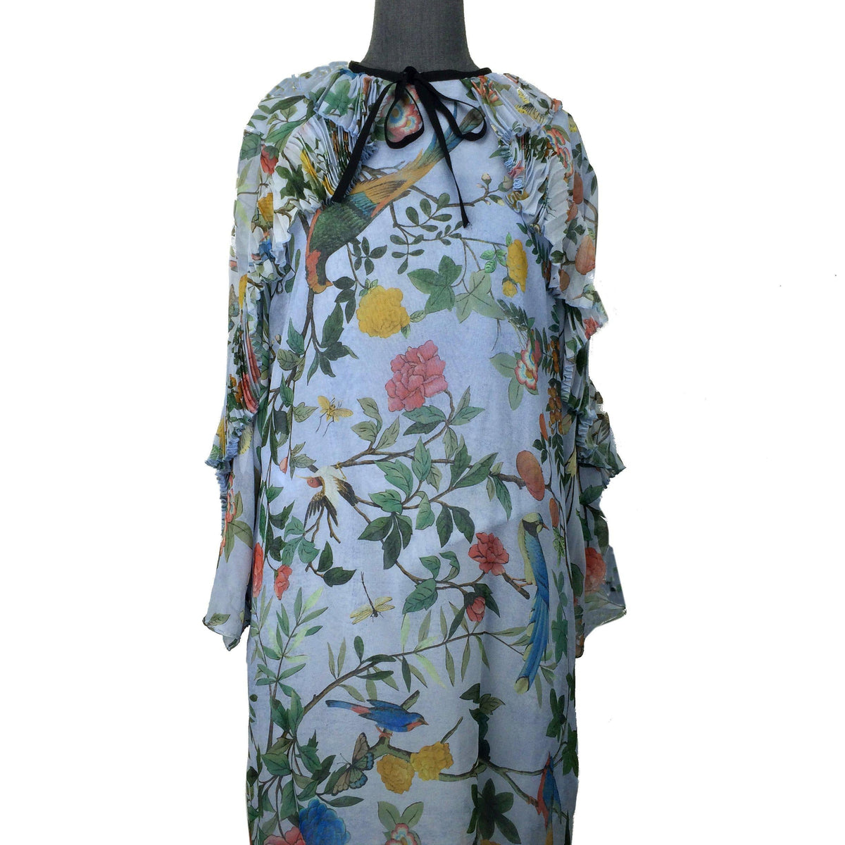 Gucci Tian Print Silk Plissé Dress Size M