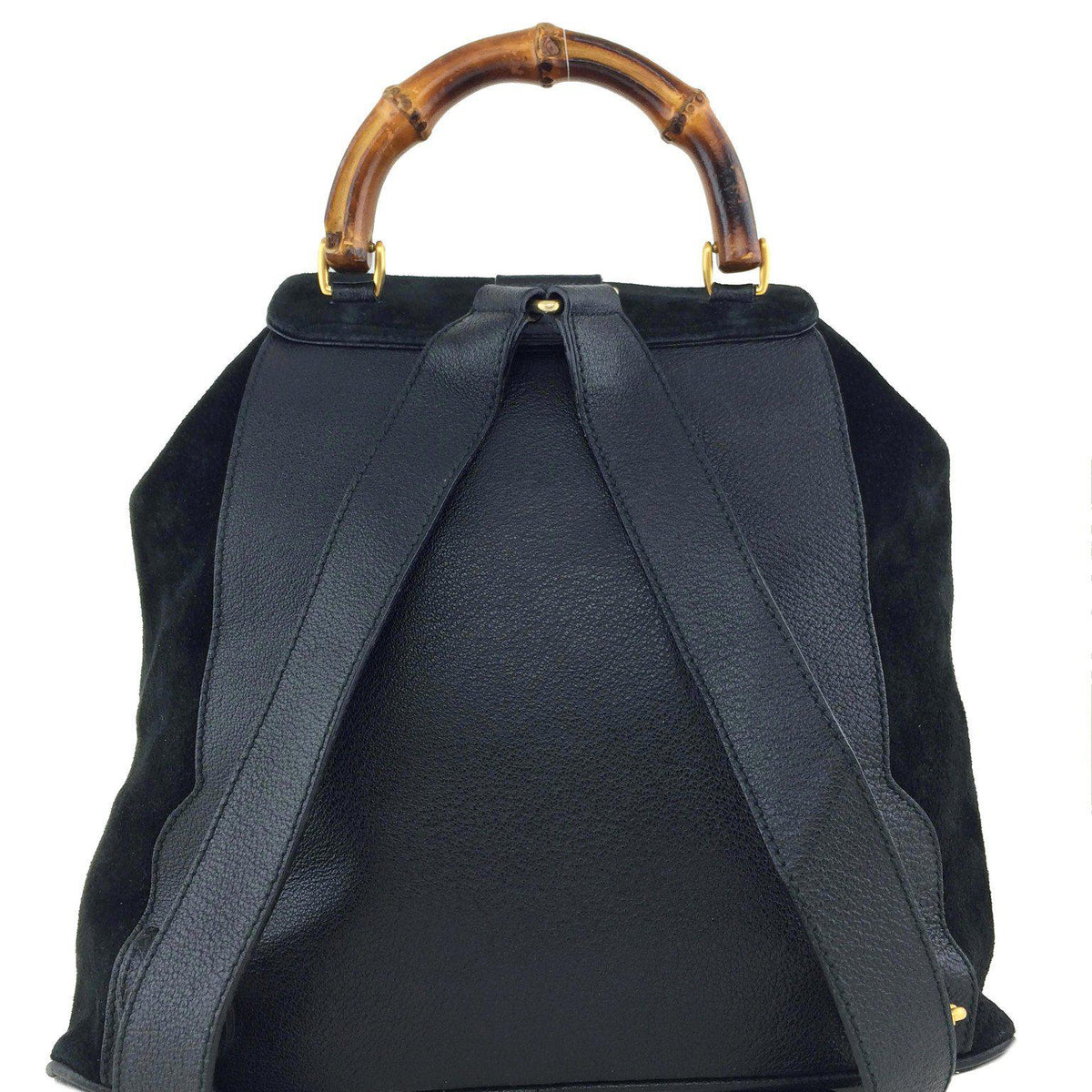 Gucci Vintage Suede Bamboo Drawstring Backpack Bag
