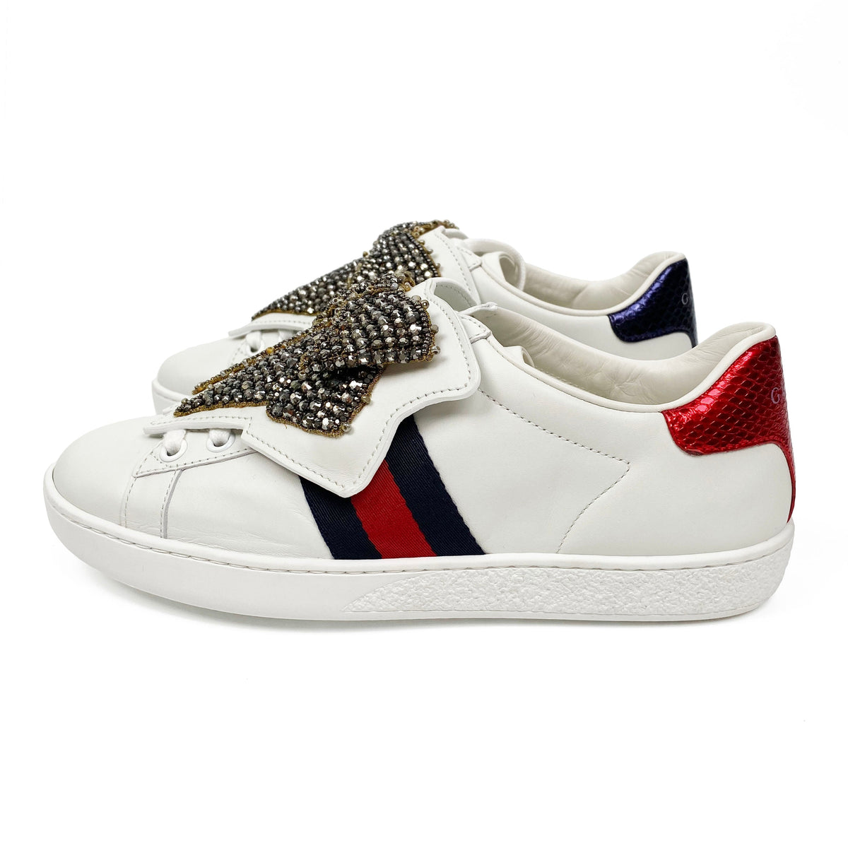 Gucci Ace Bow Lace Patch Sneakers 35.5