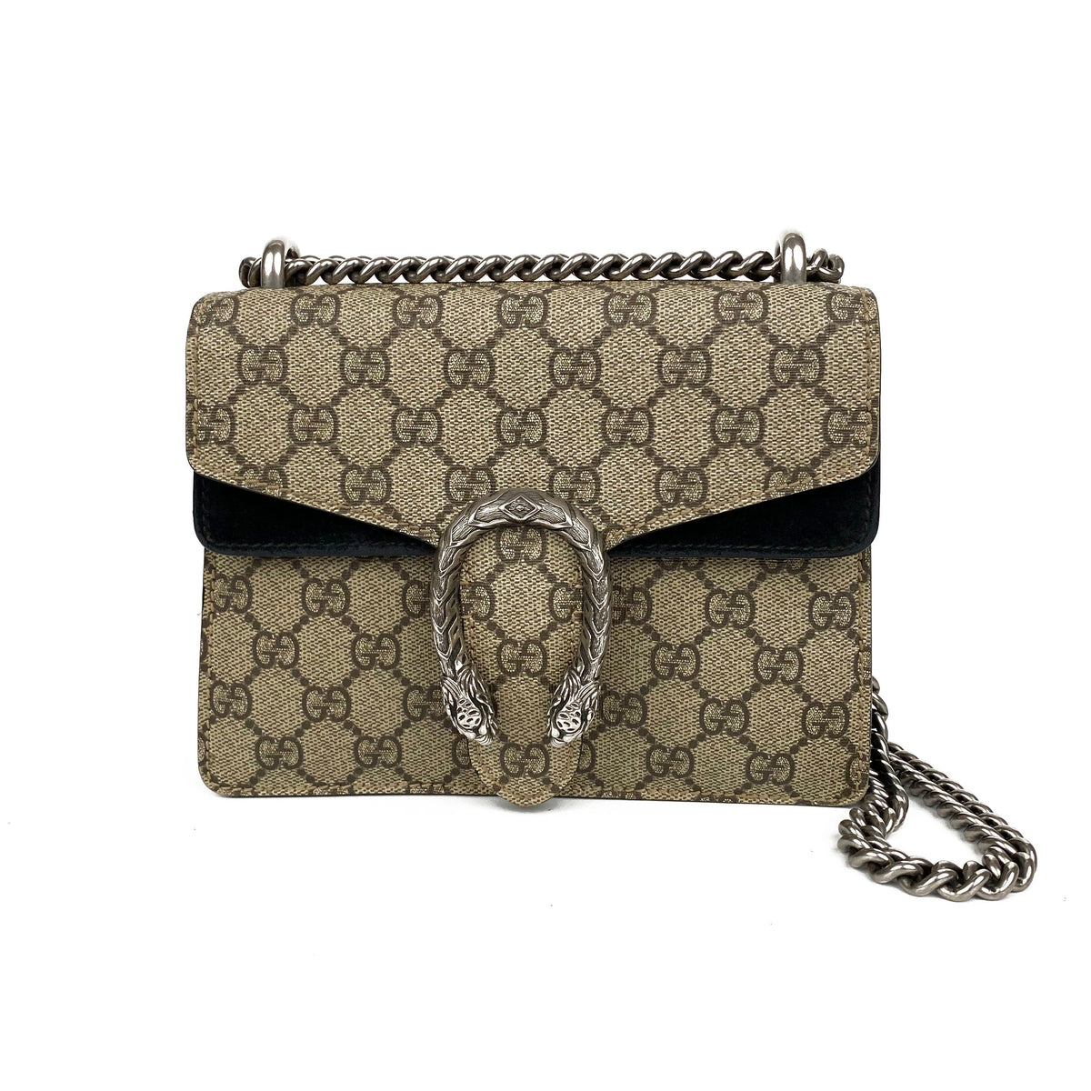 Gucci GG Supreme Mini Dionysus Bag with Black Trim