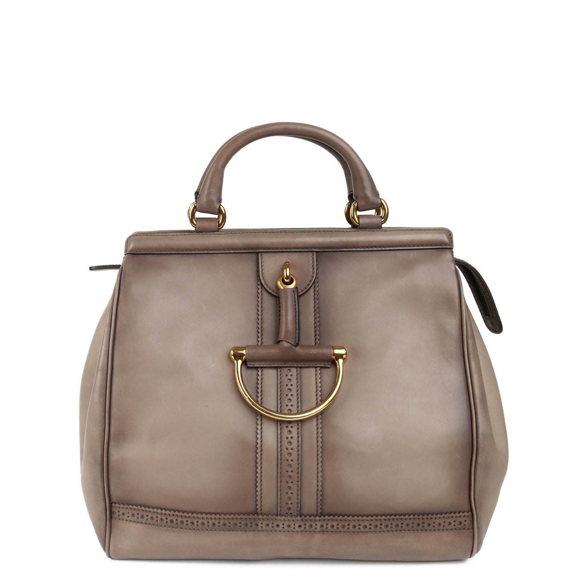 Gucci Taupe Duilio Brogue Tote Bag