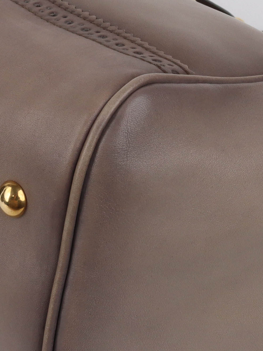 Gucci Taupe Duilio Brogue Tote Bag