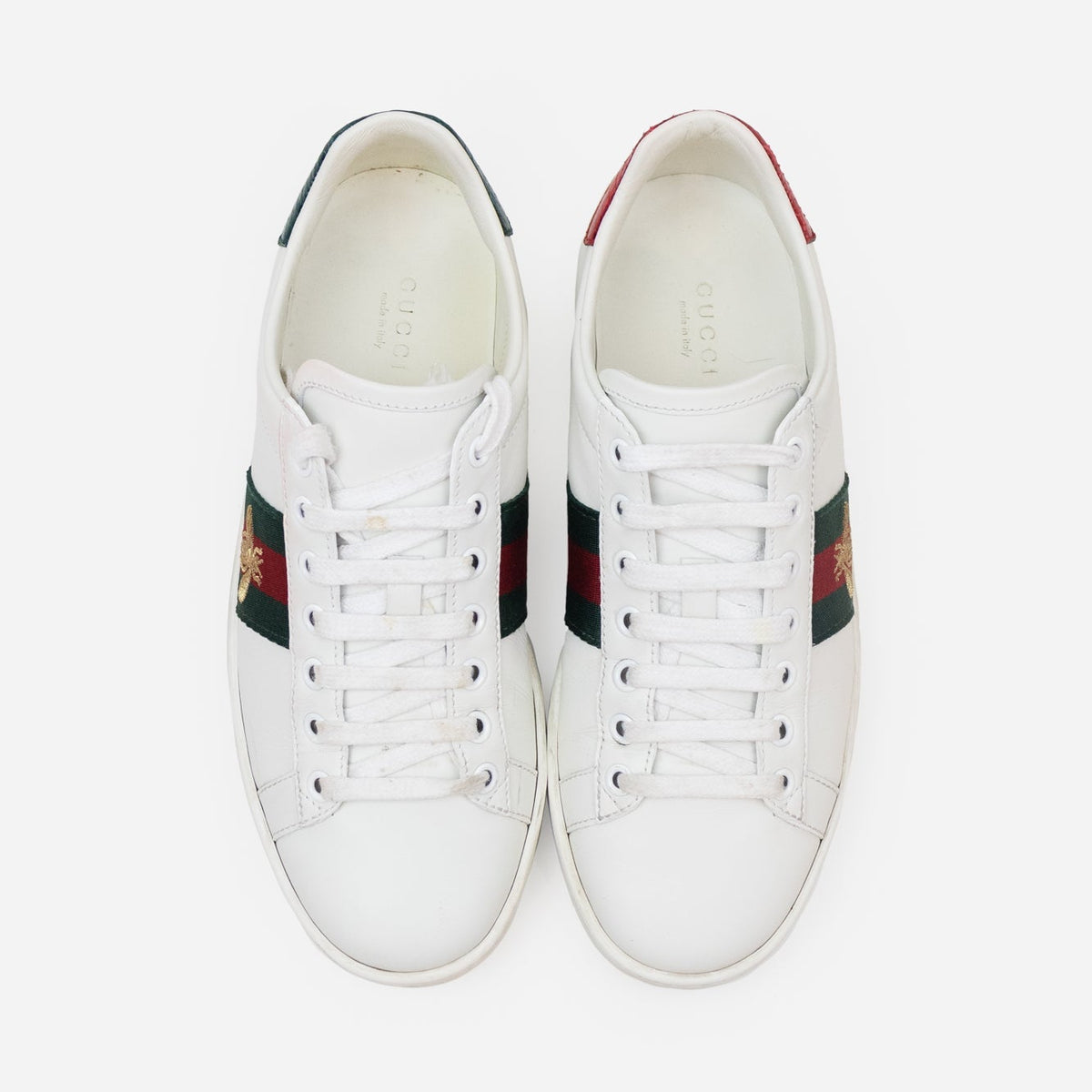 White Gucci Ace Sneaker W/ Bee