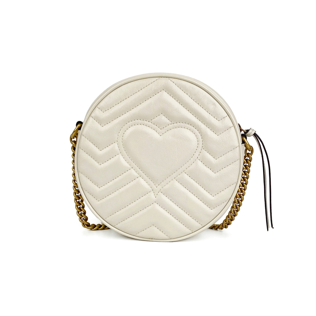 Gucci White Mini Round Marmont Shoulder Bag