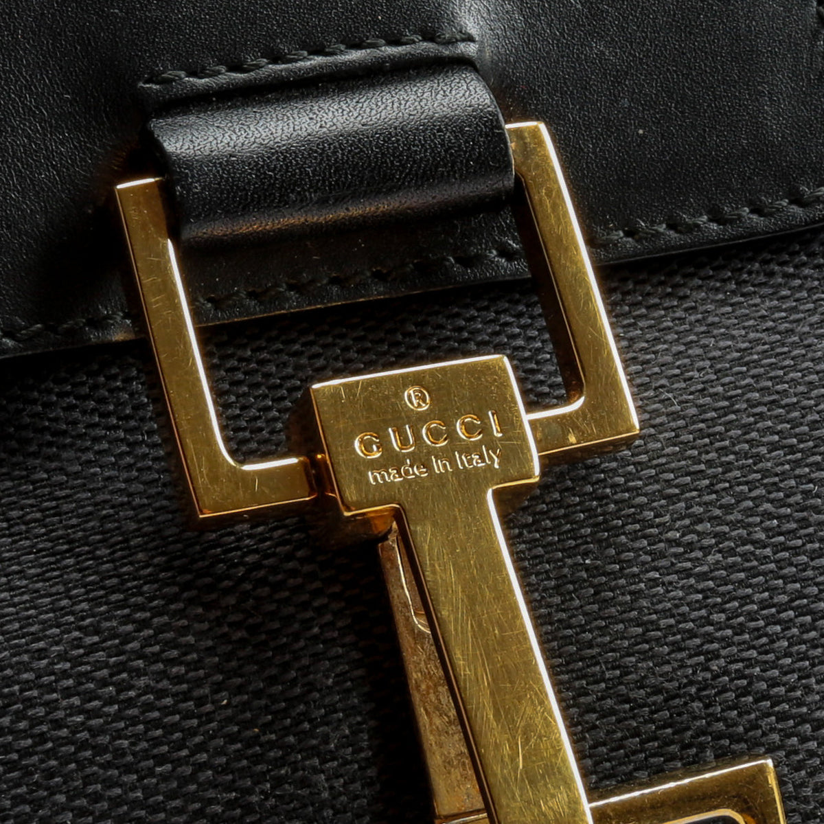 GUCCI Vintage Horsebit Canvas Messenger Bag - Black - OUTLET FINAL SALE