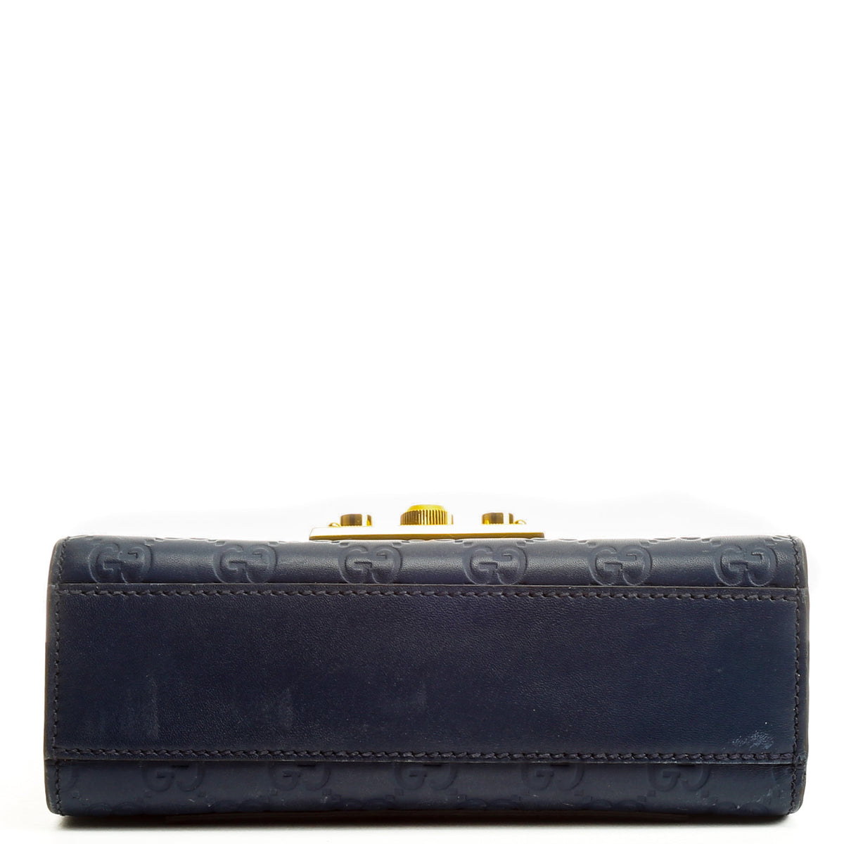 GUCCI Guccissima Small Padlock Shoulder Bag - Navy OUTLET FINAL SALE