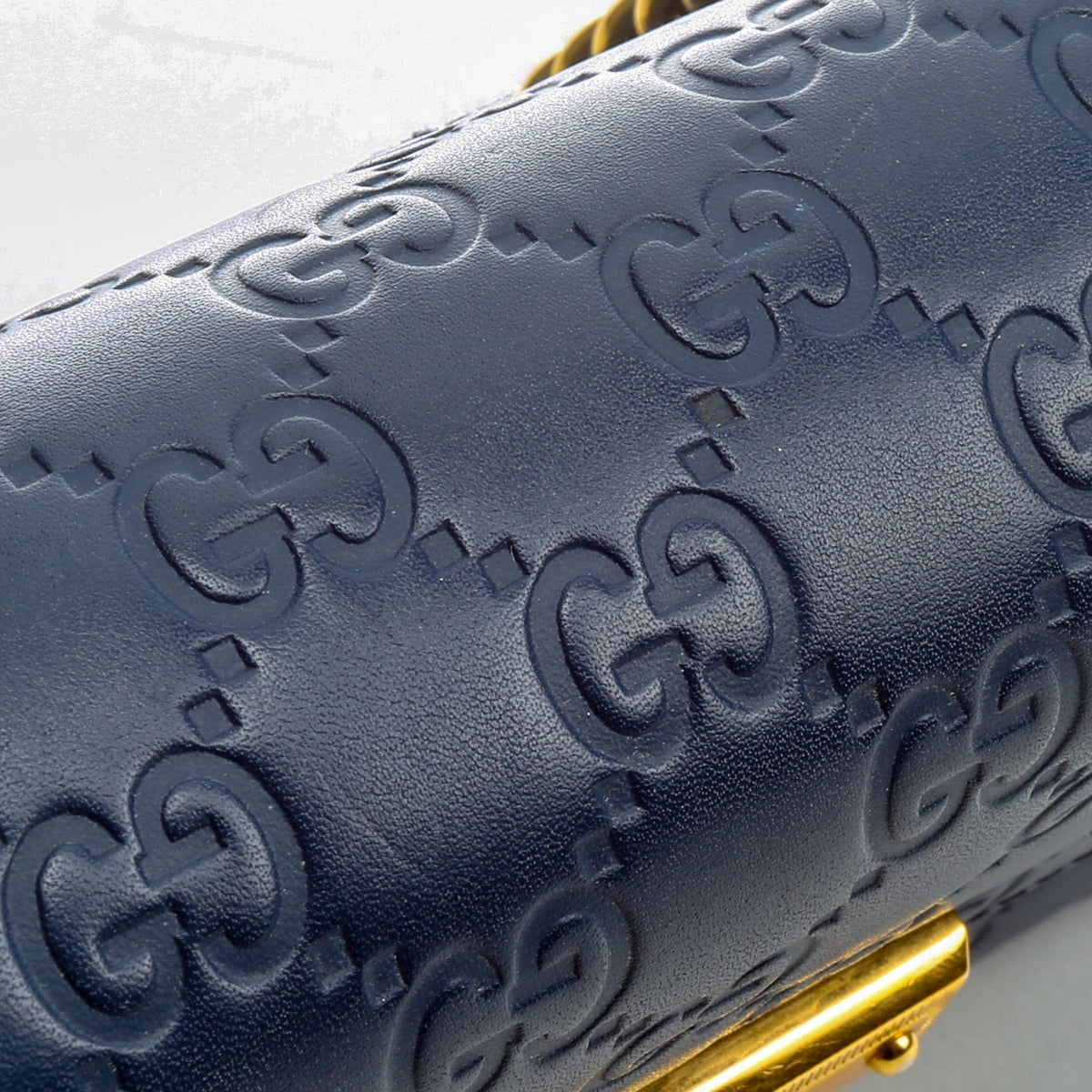 GUCCI Guccissima Small Padlock Shoulder Bag - Navy OUTLET FINAL SALE
