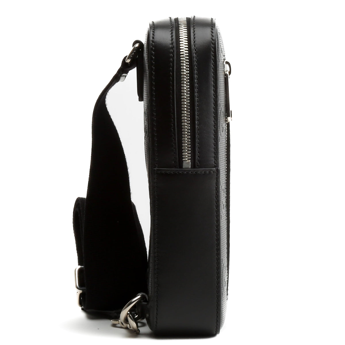 GUCCI GG Embossed Sling Bag - Black