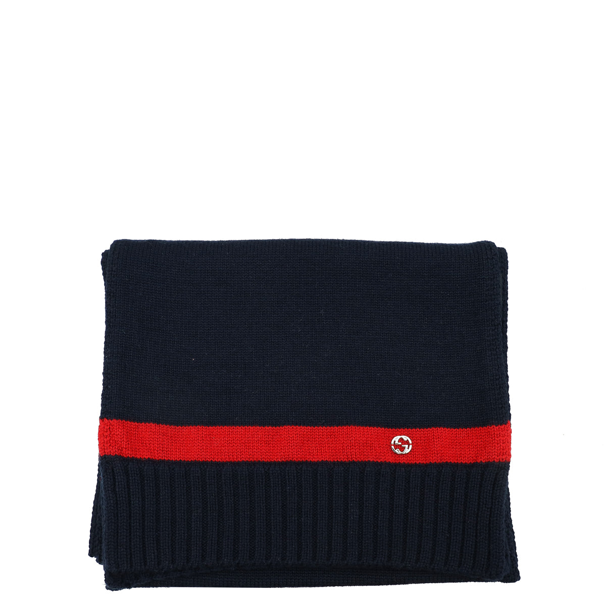Gucci Bicolor Interlocking G Muffler Knit Wool Scarf