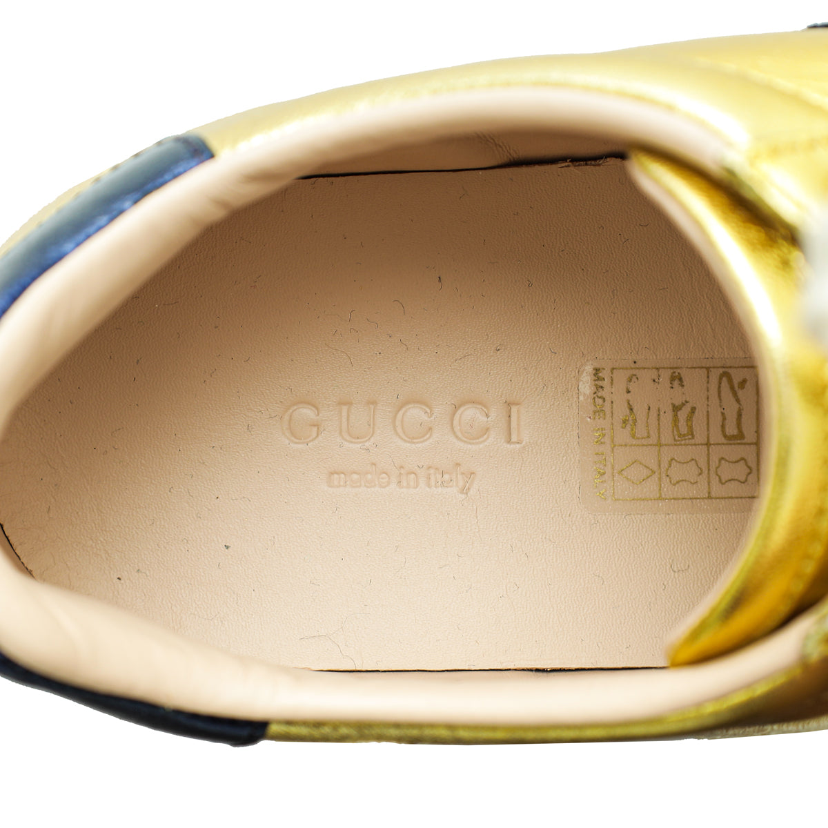 Gucci Gold Ace Embroidered Blind For Love Sneaker 36