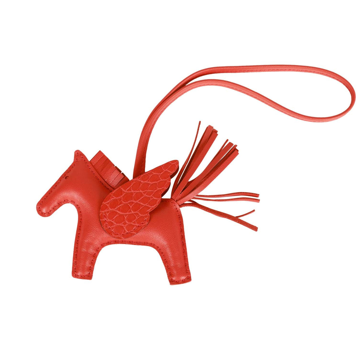 Top quality Hermes Orange Poppy/Capucine Pegasus Horse Rodeo Touch Bag Charm PM