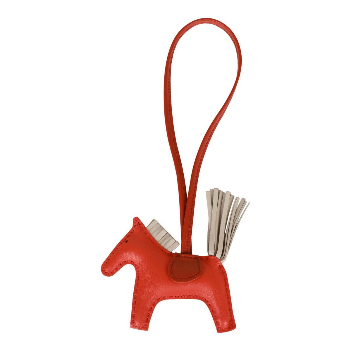 Top quality Hermes Orange Poppy/Craie/Terre Battue Grigri Horse Rodeo Bag Charm PM
