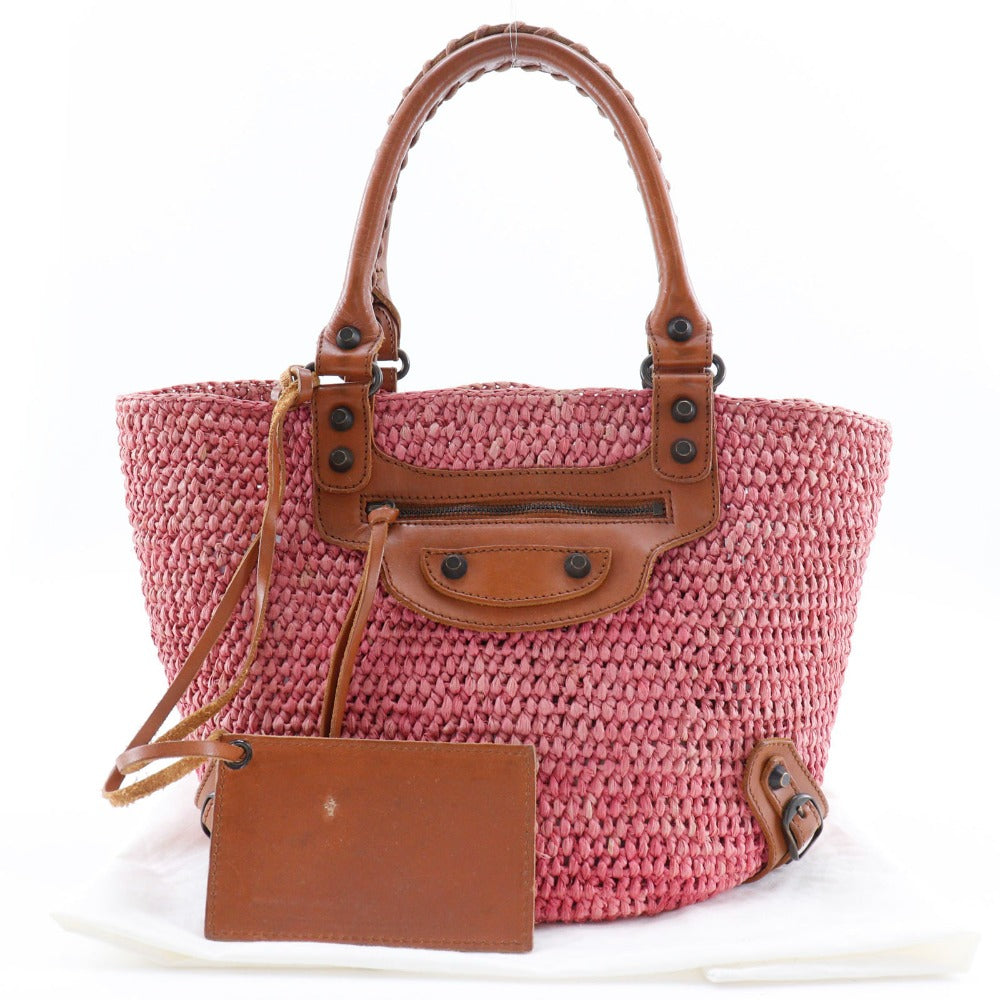 balenciaga Straw Basket Tote Bag