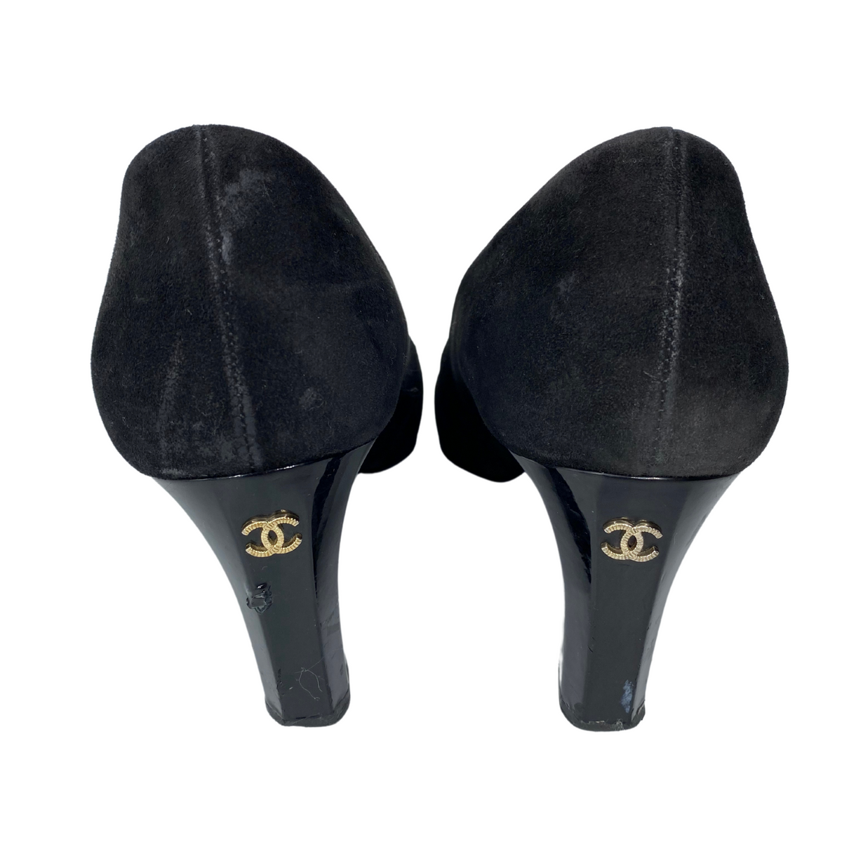 Chanel Suede Patent Round Toe Pumps |US10|FR40|