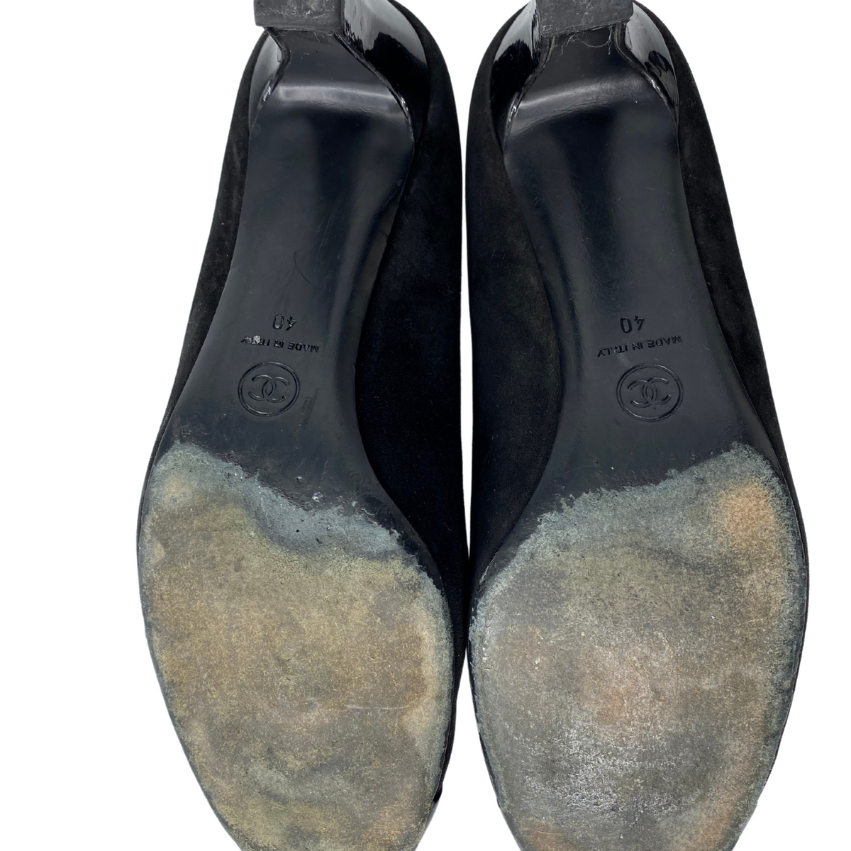 Chanel Suede Patent Round Toe Pumps |US10|FR40|