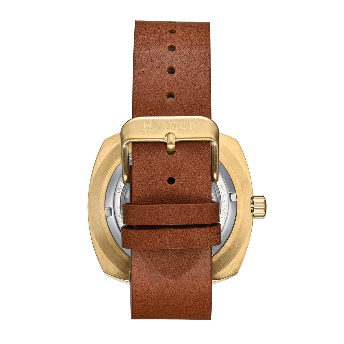 Heritor Automatic Davenport Engraved-Case Leather-Band Watch w/ Date