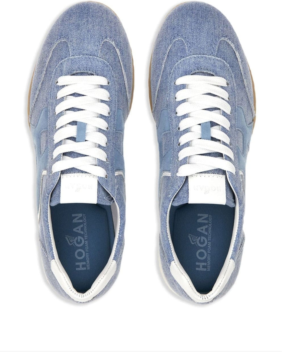 BLUE & WHITE LEATHER OLYMPIA Z LOW TOP SNEAKERS