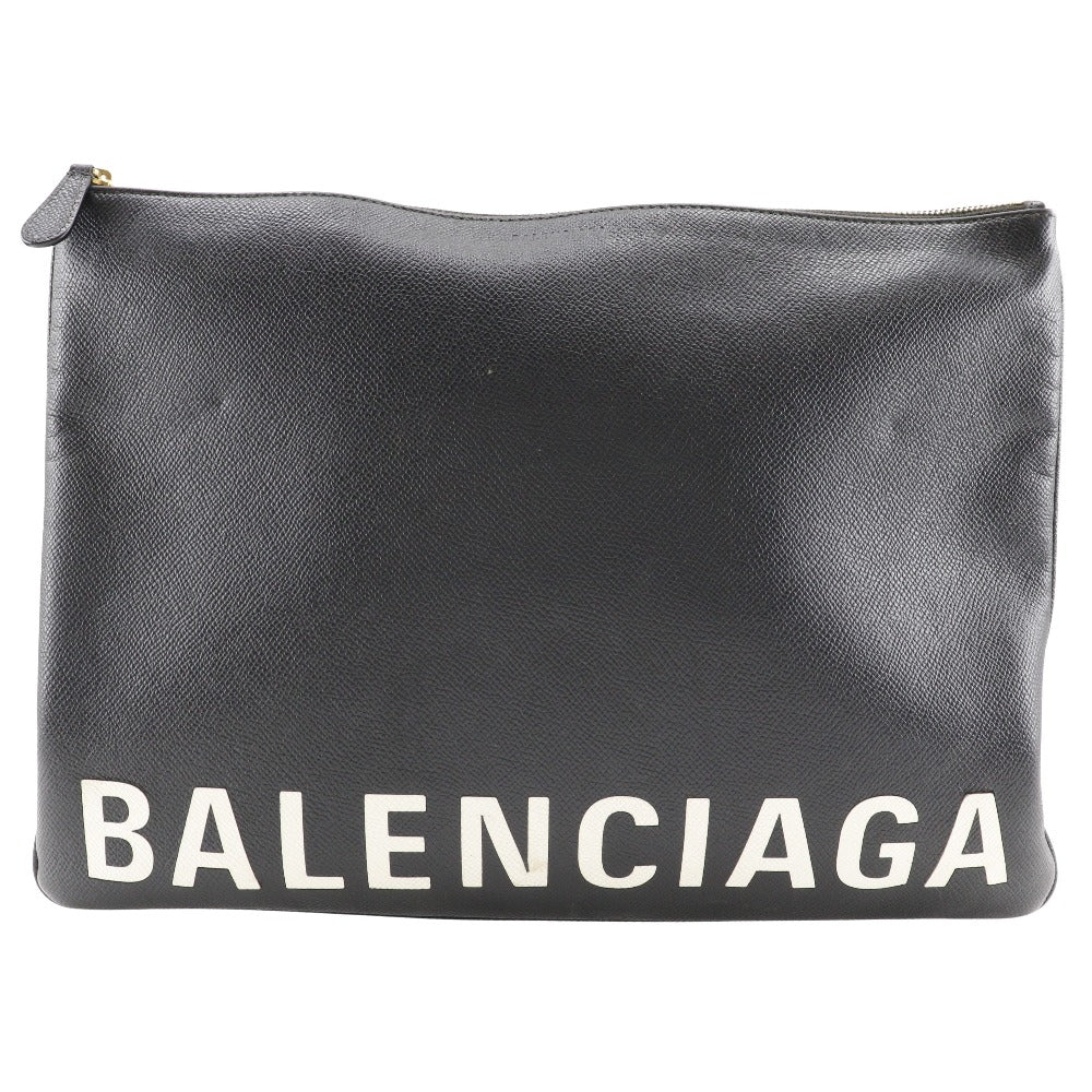 balenciaga Leather Logo Clutch Bag