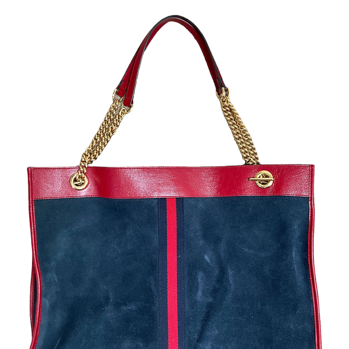 Large Gucci Rajah Tote in Blue Suede