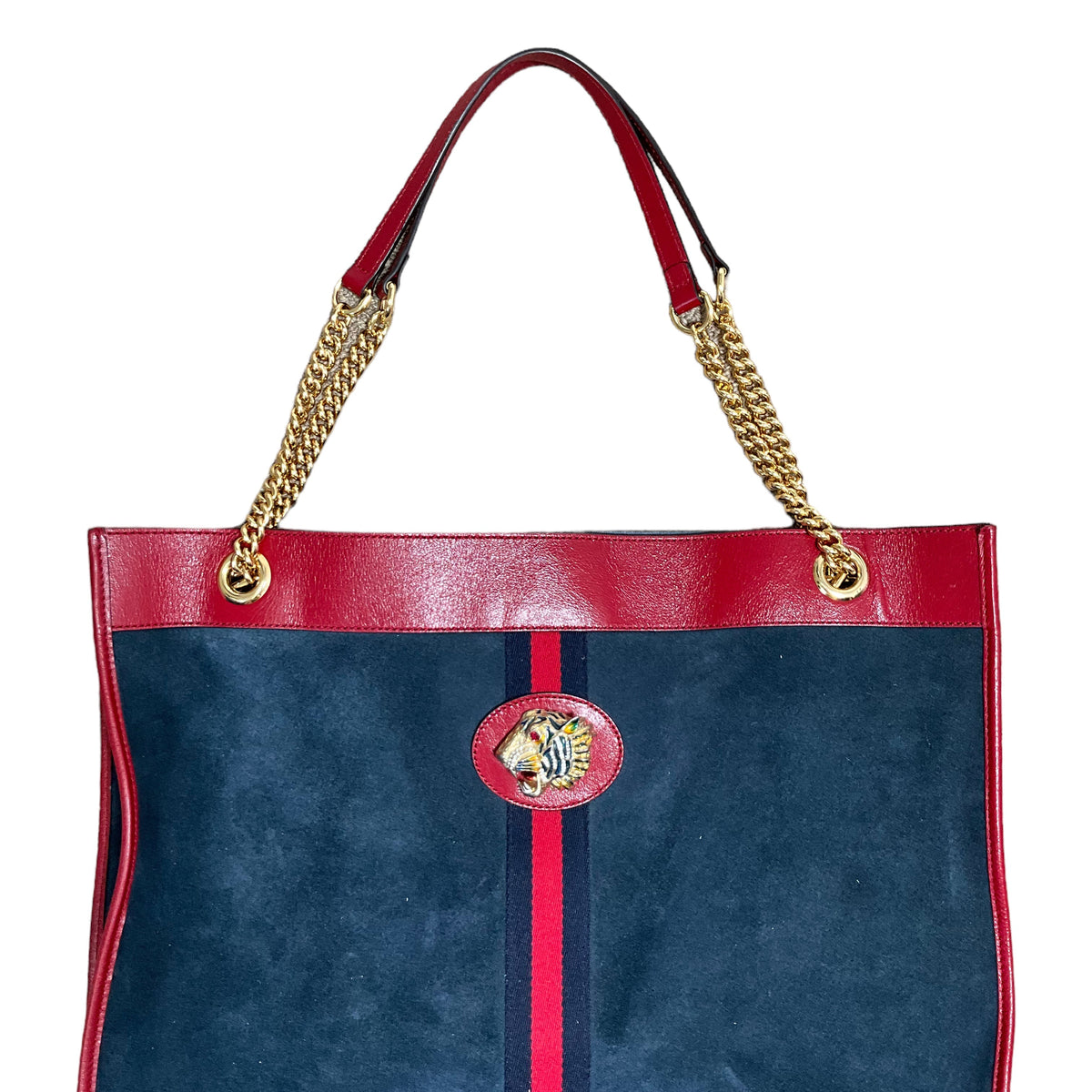 Large Gucci Rajah Tote in Blue Suede