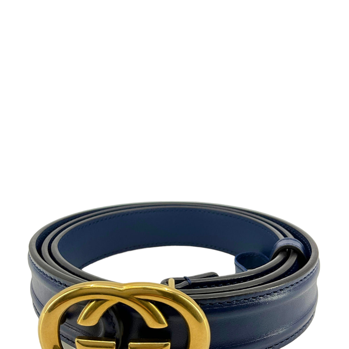 Gucci Navy Blue GG Belt Size 95