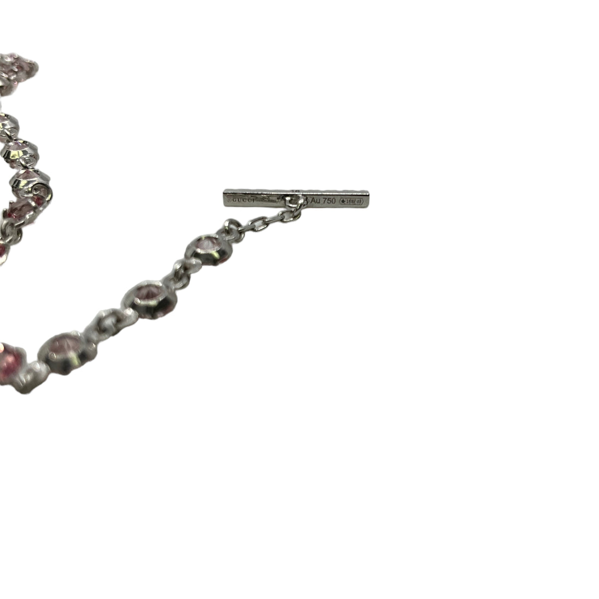 Gucci GG Running Pink Topaz Bracelet In 18K White Gold Size 6.5in