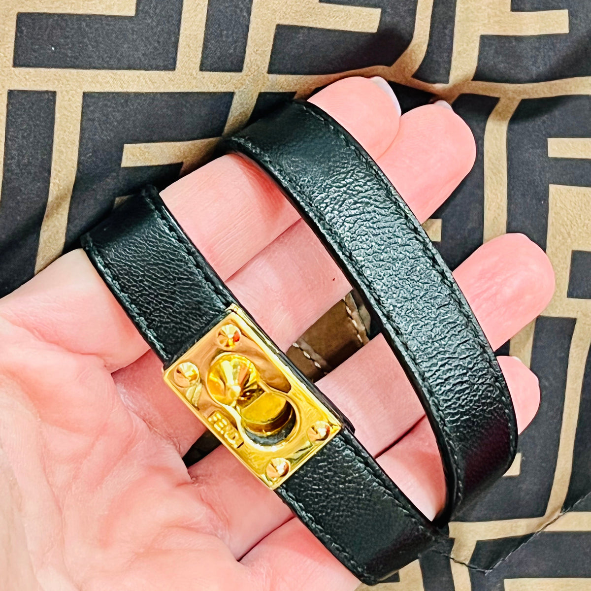 FENDI Calfskin Leather Bracelet