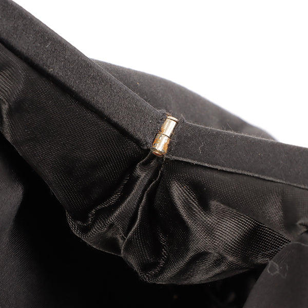 Gucci Satin Beads Logo Kiss-Lock Clasp Hand Bag Black