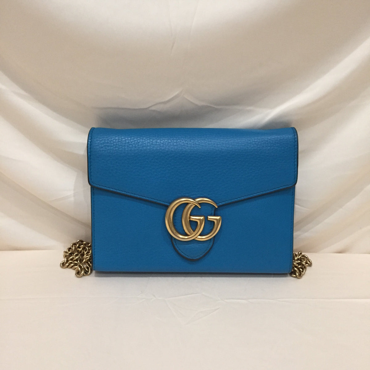 Gucci Blue Leather Wallet On Chain Crossbody Bag Sku# 71956