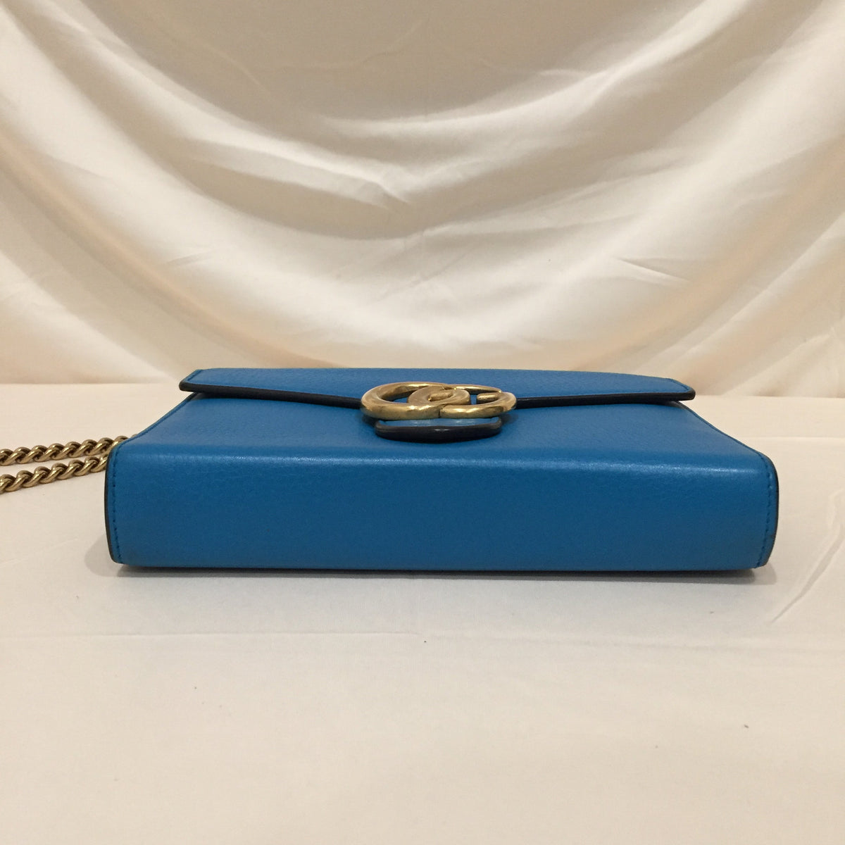 Gucci Blue Leather Wallet On Chain Crossbody Bag Sku# 71956