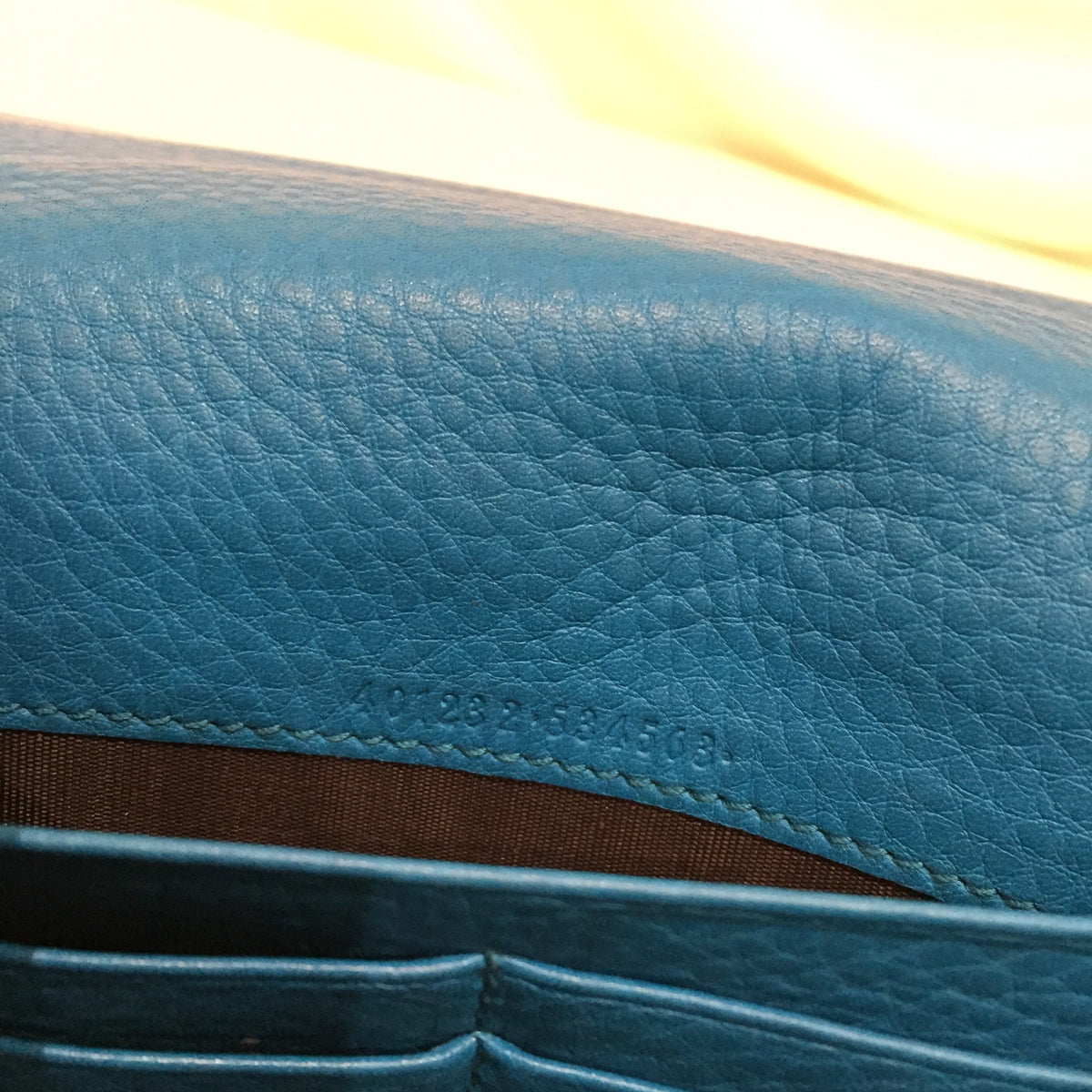 Gucci Blue Leather Wallet On Chain Crossbody Bag Sku# 71956