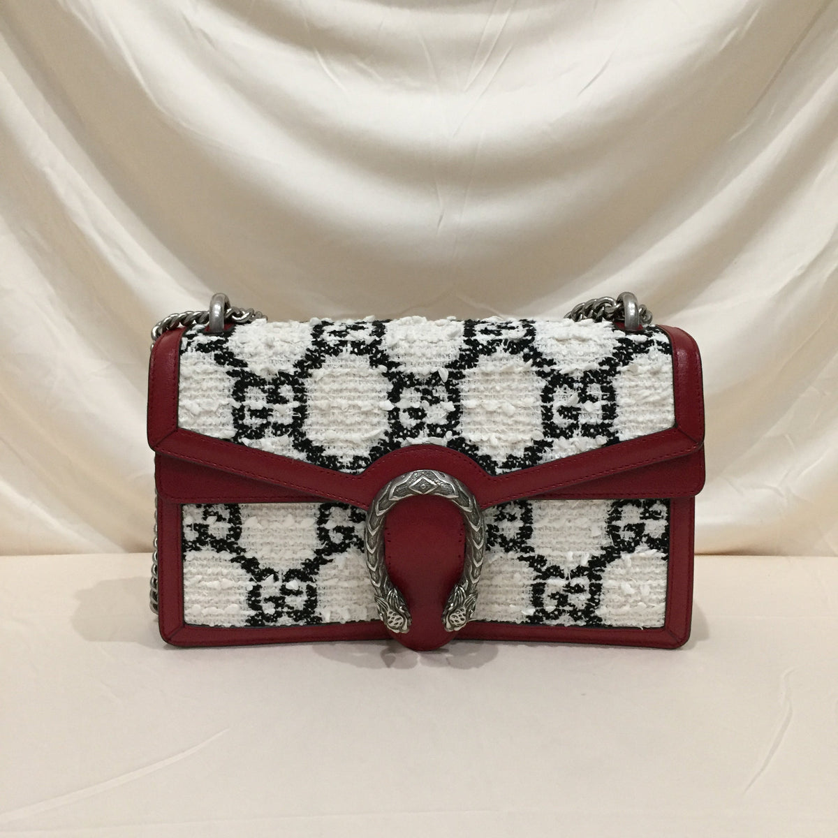 Gucci White Red Tweed Dionysus Medium Shoulder Bag Sku# 71955