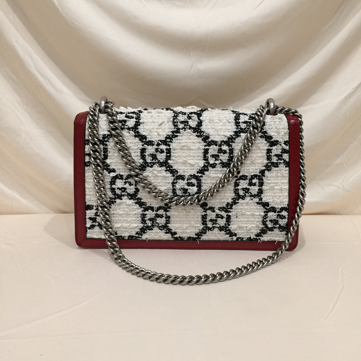 Gucci White Red Tweed Dionysus Medium Shoulder Bag Sku# 71955