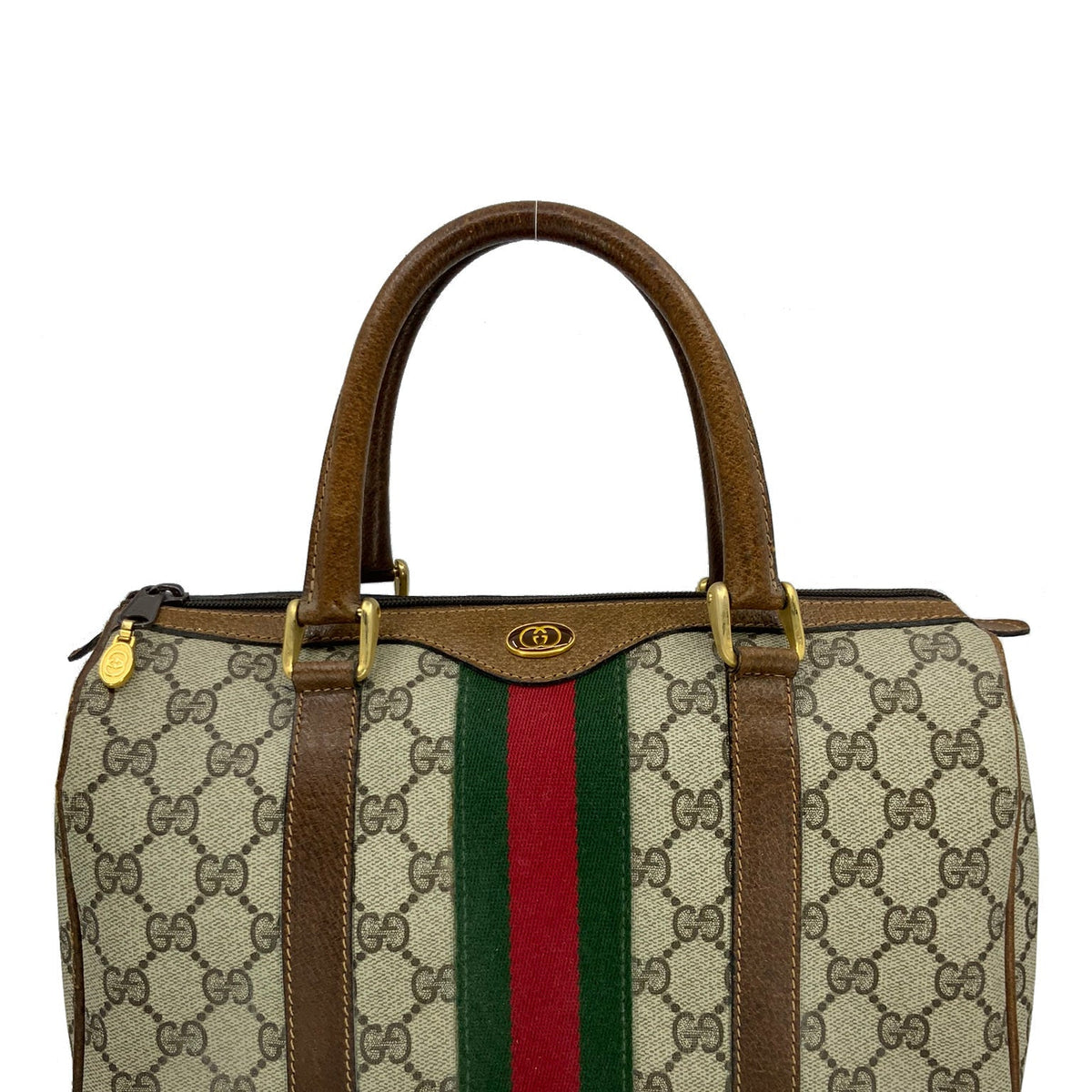 Gucci Vintage Boston Sherry Line Monogram Canvas Small Satchel Bag