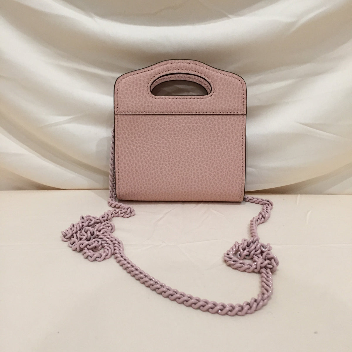 Gucci GG Pink Top Handle Bifold Chain Enamel Wallet Sku# 71982