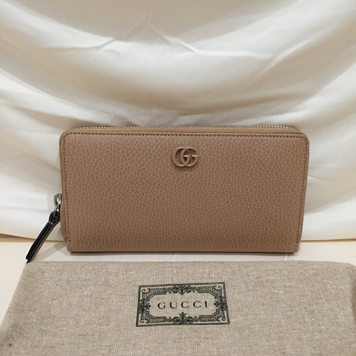 Gucci GG Mocha Beige Leather Zippy Long Wallet Sku# 71975