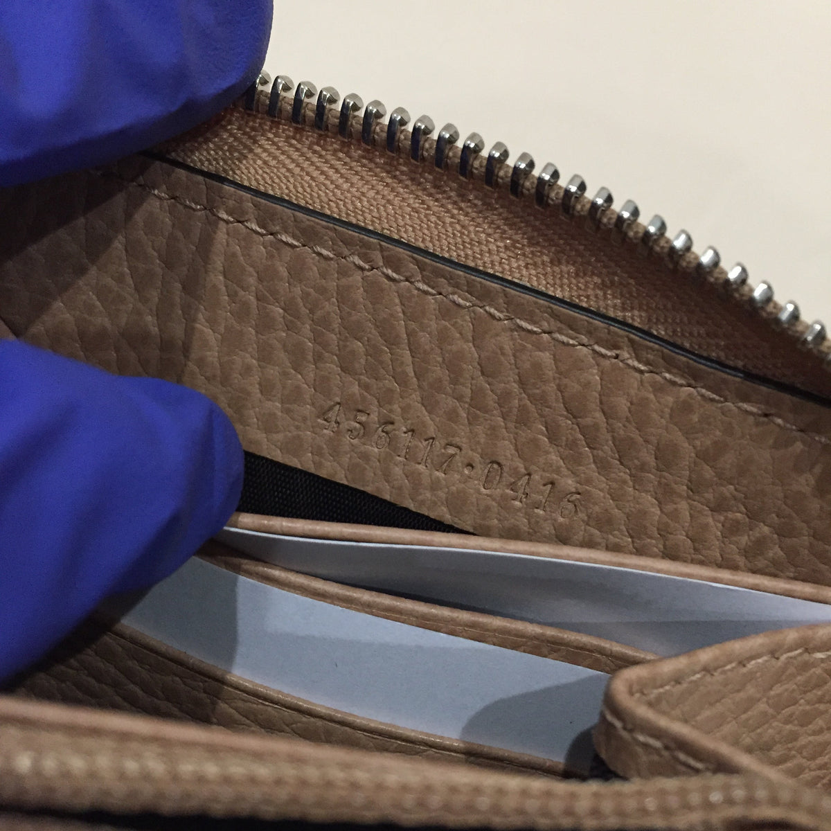 Gucci GG Mocha Beige Leather Zippy Long Wallet Sku# 71977